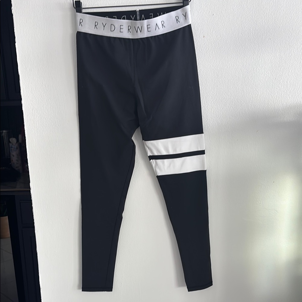 Ryderwear Black Leggings with White Stripes